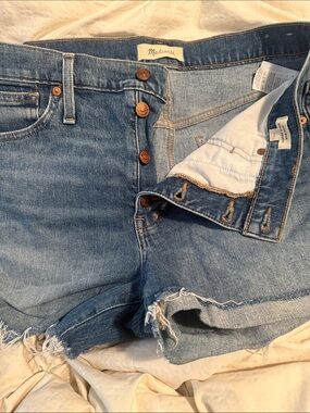 Madewell Medium Blue Button-Fly Denim Cutoff Shorts